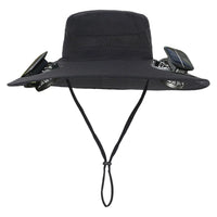 Solar Fan Outdoor Fishing Hat with 2 Solar Fan Wide Brim Bucket Hat Summer Cap for Men Outdoor Camping Fishing Hiking