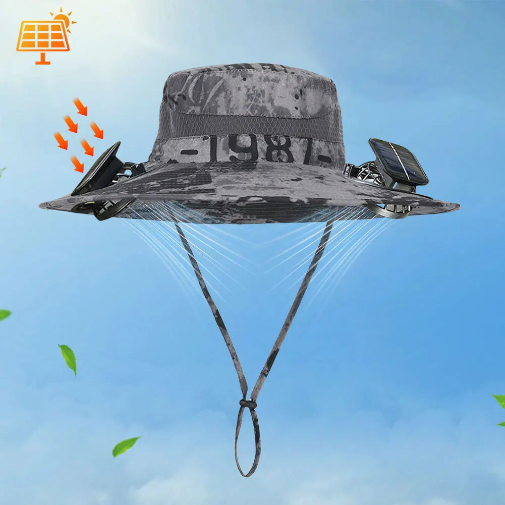 Wide Brim Solar Fan Hat - Outdoor Sun Hat with 2 Built-in Solar Fans Wide Brim Solar Fan Hat - Outdoor Sun Hat with 2 Built-in Solar Fans