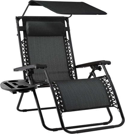 Ultimate Comfort Zero Gravity Portable Recliner™ Camping Patio Outdoor Garden Lounge Chair with Cup Holder Trays Adjustable Pillow