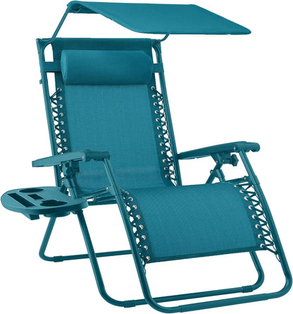 Ultimate Comfort Zero Gravity Portable Recliner™ Camping Patio Outdoor Garden Lounge Chair with Cup Holder Trays Adjustable Pillow