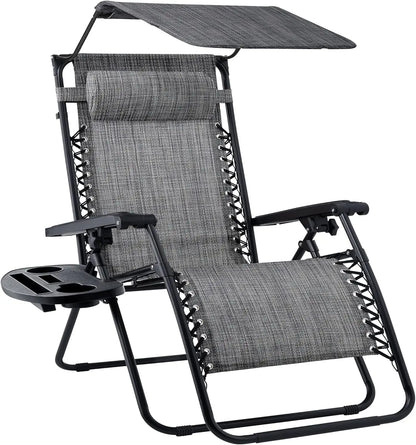 Ultimate Comfort Zero Gravity Portable Recliner™ Camping Patio Outdoor Garden Lounge Chair with Cup Holder Trays Adjustable Pillow