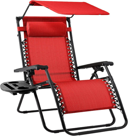 Ultimate Comfort Zero Gravity Portable Recliner™ Camping Patio Outdoor Garden Lounge Chair with Cup Holder Trays Adjustable Pillow