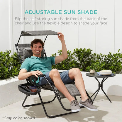 Ultimate Comfort Zero Gravity Portable Recliner™ Camping Patio Outdoor Garden Lounge Chair with Cup Holder Trays Adjustable Pillow