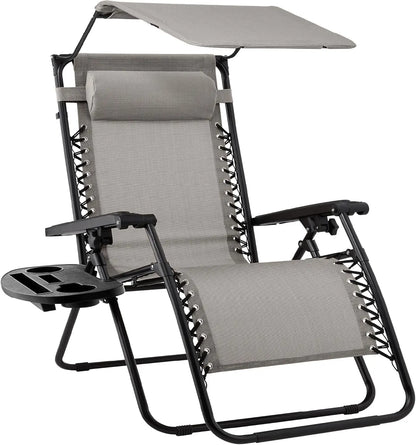 Ultimate Comfort Zero Gravity Portable Recliner™ Camping Patio Outdoor Garden Lounge Chair with Cup Holder Trays Adjustable Pillow